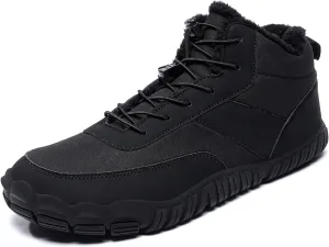 Tongzone Men's Wide Toe Box Barefoot Shoes Fur Lined Minimalist Zero Drop Sole Walking shoes Winter