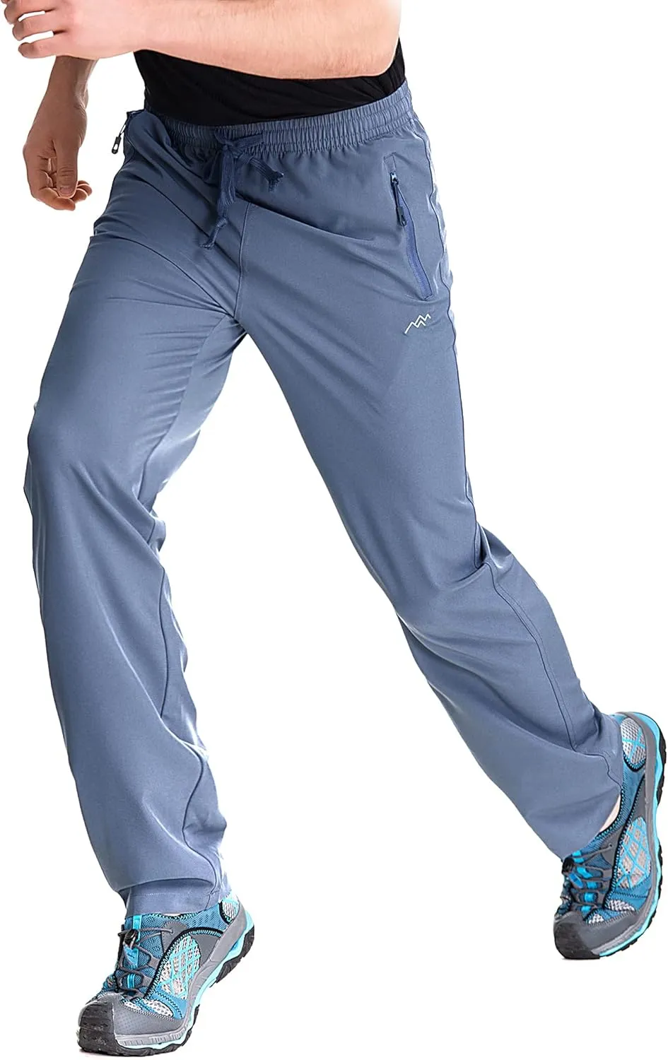 TRAILSIDE SUPPLY CO. Mens Lightweight Track Pants,Stretchy Pants with Zipper Pockets,Loose Fit