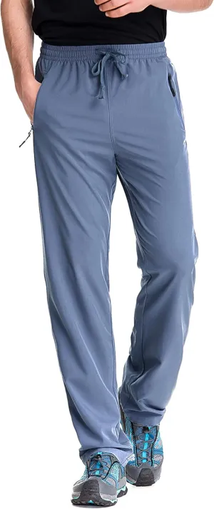 TRAILSIDE SUPPLY CO. Mens Lightweight Track Pants,Stretchy Pants with Zipper Pockets,Loose Fit