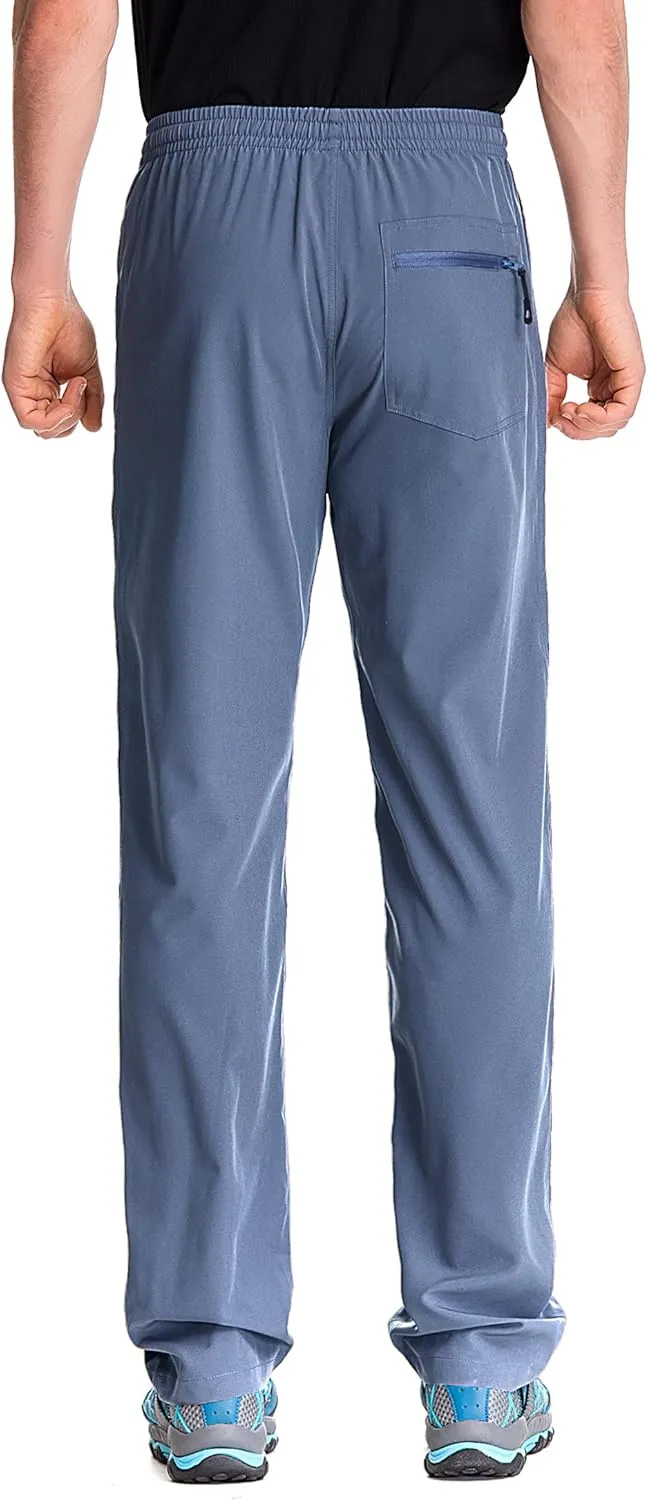 TRAILSIDE SUPPLY CO. Mens Lightweight Track Pants,Stretchy Pants with Zipper Pockets,Loose Fit