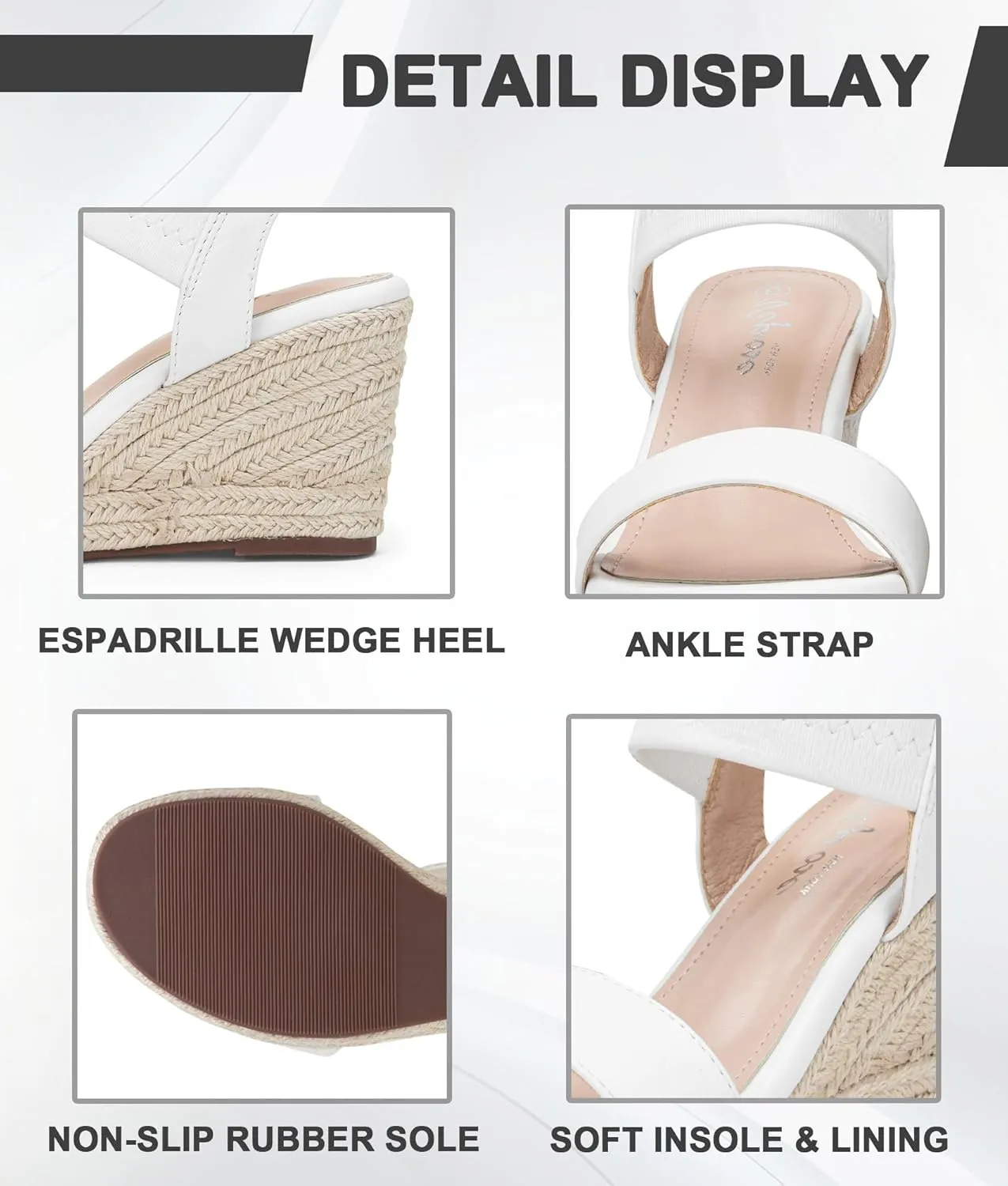 Vepose Women's Wedge Sandals Platform Espadrilles Sandals Elasitc Ankle Strap Open Toe 881 Sandals with 3.5" Inchs High Heel Summer Shoes