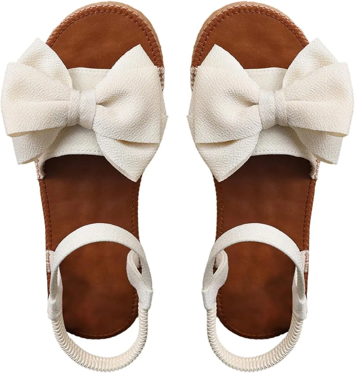Verdusa Women's Coquette Bowknot Ankle Strap Leather Sandals Holiday Beach Flat Sandals