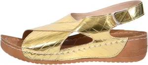 Verdusa Women's Criss Cross Metallic Sandals Open Toe Ankle Strap Leather Wedge Sandals