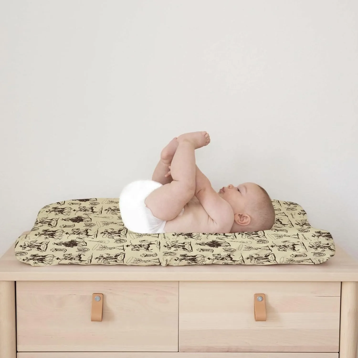Vintage Western Cowboy Baby Changing Pad Covers for Boy Girl 32''x16'' Country Cowboy Hat Boots Guitar Fitted Diaper Change Table Pad Mats Wild West Soft Breathable Nursery Cradle & Bassinet Sheets