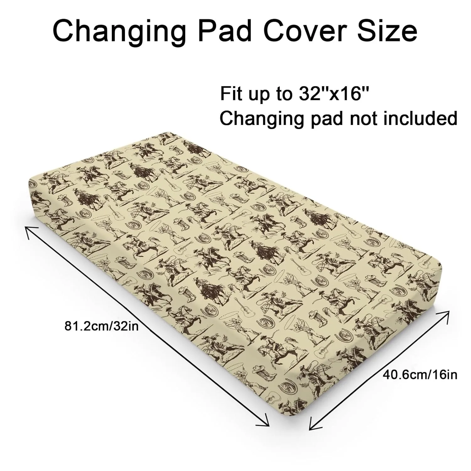 Vintage Western Cowboy Baby Changing Pad Covers for Boy Girl 32''x16'' Country Cowboy Hat Boots Guitar Fitted Diaper Change Table Pad Mats Wild West Soft Breathable Nursery Cradle & Bassinet Sheets