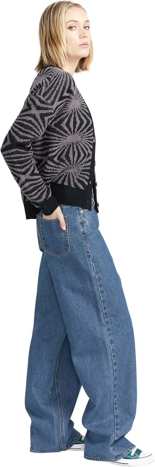 Volcom Women's Stoned Boyfriend Baggy Fit High Rise Denim Jean Pants