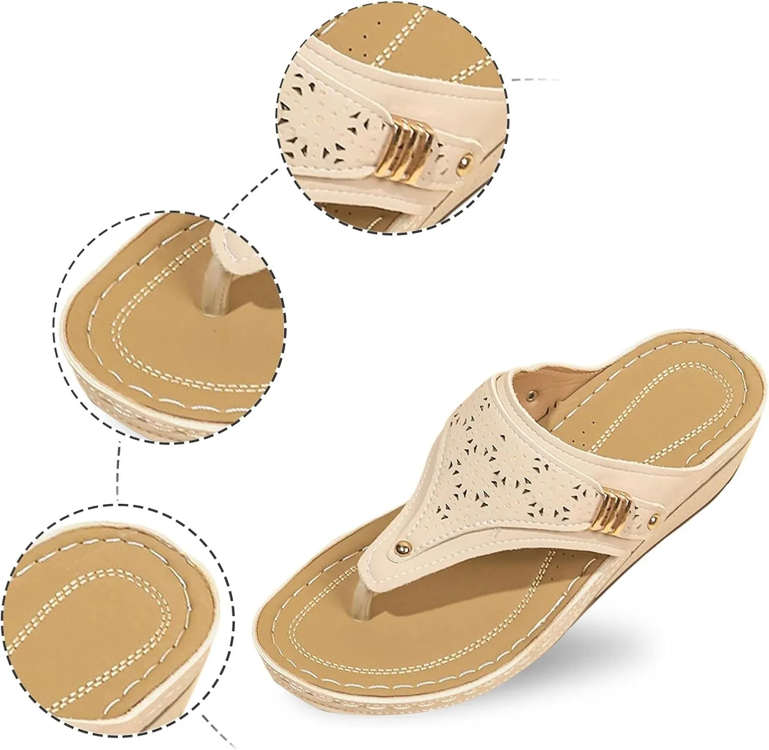Walking Sandals Women Comfort Arch Support Orthopedic Wedge Sandals Dressy Summer Casual Slip On Flats Flip Flops