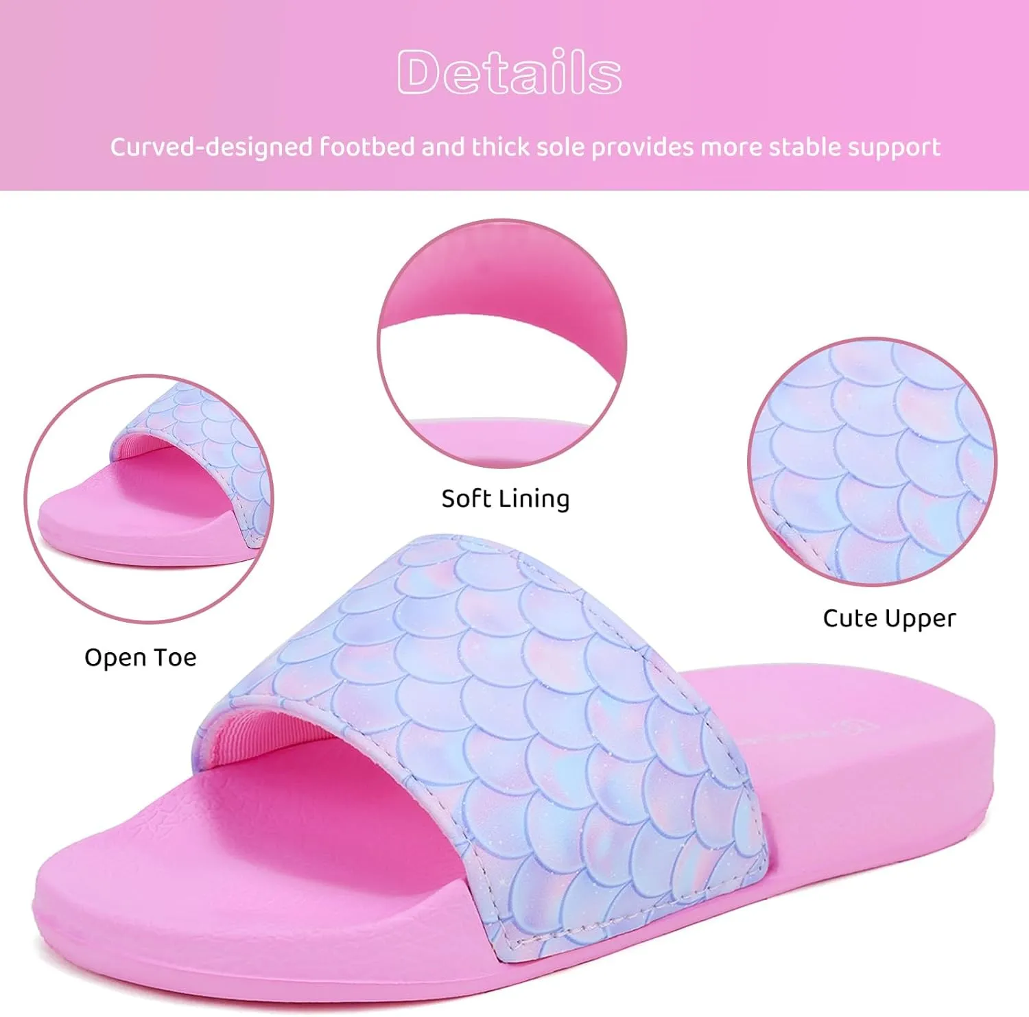WateLves Girls & Boys Slide Sandals Kids Summer Slippers Slip On for Outdoor Beach Pool Shower (Little Kid/Big Kid)