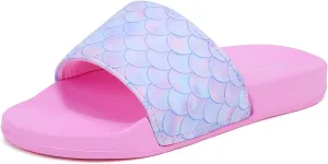 WateLves Girls & Boys Slide Sandals Kids Summer Slippers Slip On for Outdoor Beach Pool Shower (Little Kid/Big Kid)
