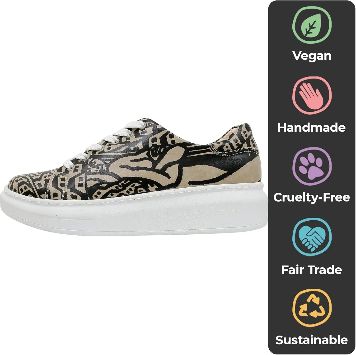 Wedge Platform Sneakers for Women - Handmade Vegan Leather, Unique Chunky Sneakers