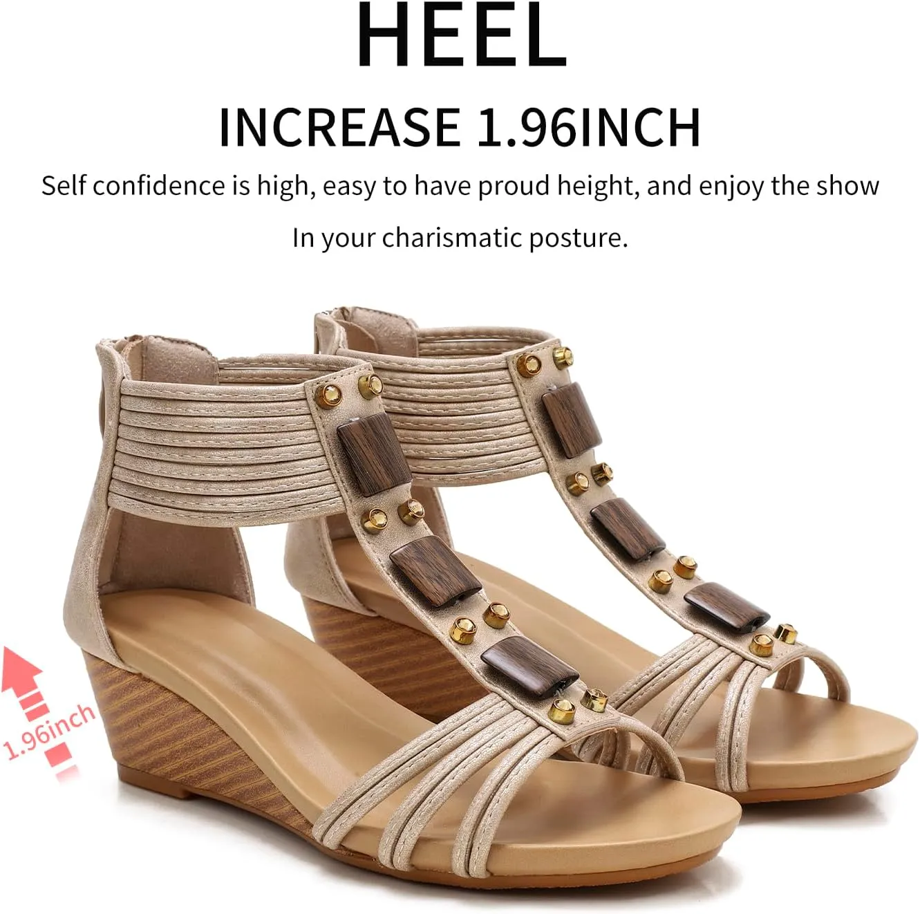 Wedge Sandals for Women Bohemia Open Toe Casual Summer Womens Sandals Roman High Heel Dressy Womens Beach Shoes