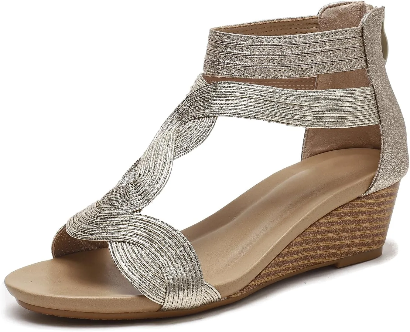 Wedge Sandals for Women Bohemia Open Toe Casual Summer Womens Sandals Roman High Heel Dressy Womens Beach Shoes