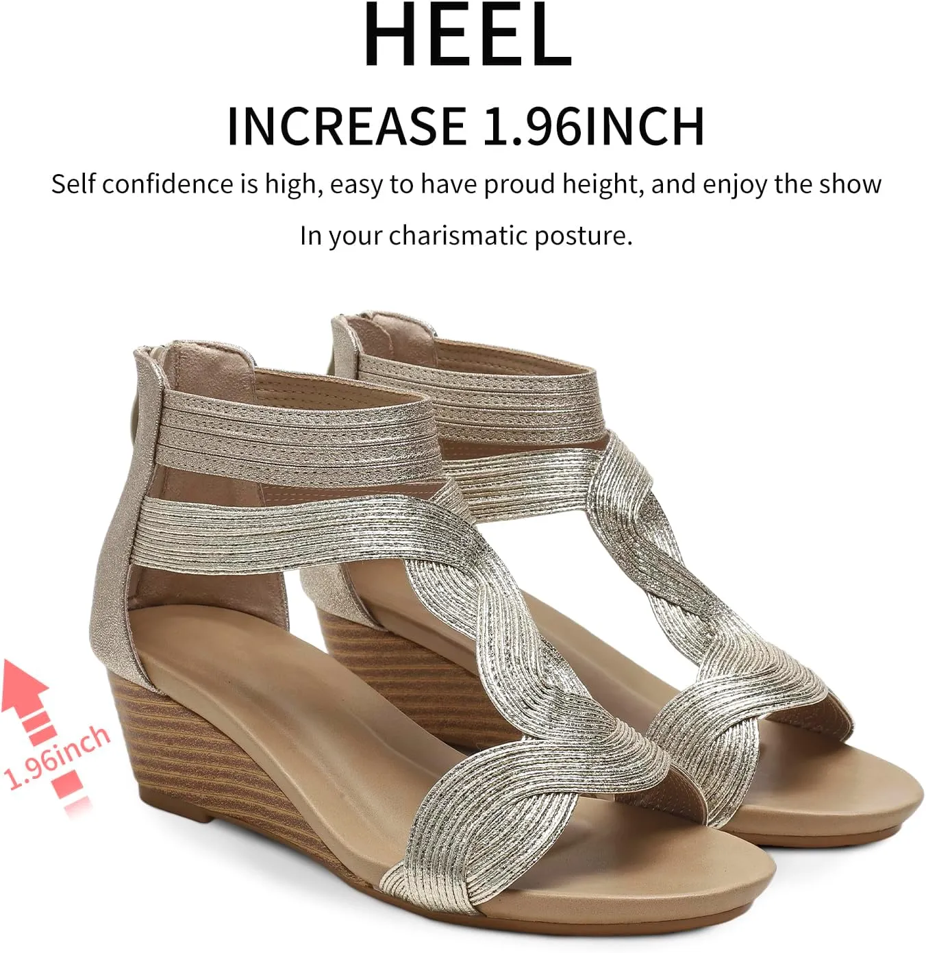 Wedge Sandals for Women Bohemia Open Toe Casual Summer Womens Sandals Roman High Heel Dressy Womens Beach Shoes