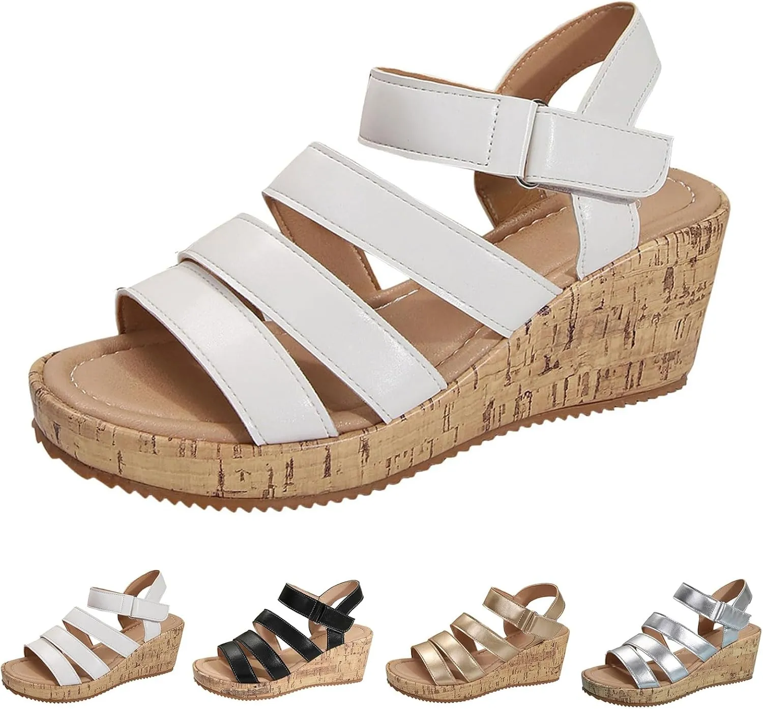Wedge Sandals for Women Dressy Wide Orthopedic Slides Platform Sandals Gladiator Open Toe Adjustable Ankle Strap Sandal Comfort Slingback Casual Shoes