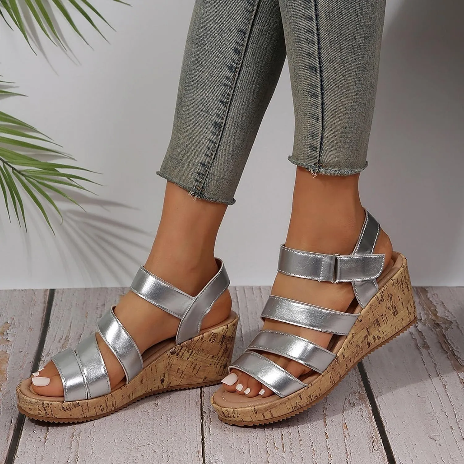 Wedge Sandals for Women Dressy Wide Orthopedic Slides Platform Sandals Gladiator Open Toe Adjustable Ankle Strap Sandal Comfort Slingback Casual Shoes