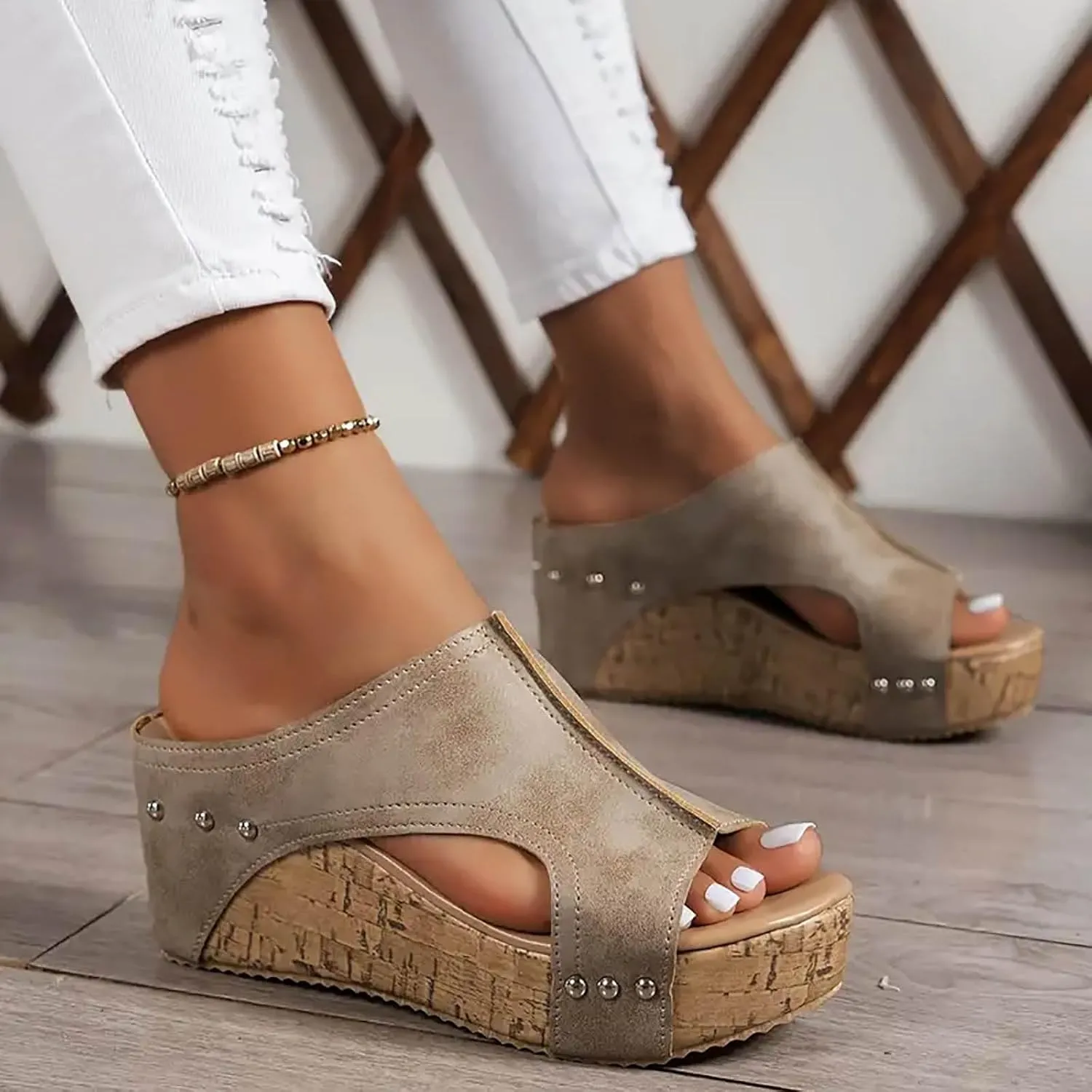 Wide Width Platform Wedge Sandals for Women Summer Dressy, Women's Open Toe Buckle Ankle Strap Summer Platform Wedge Sandals, Ladies Comfortable Low Heel Sandal Espadrilles Wedges for Women