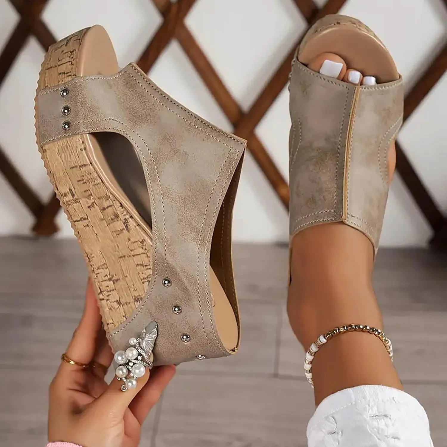 Wide Width Platform Wedge Sandals for Women Summer Dressy, Women's Open Toe Buckle Ankle Strap Summer Platform Wedge Sandals, Ladies Comfortable Low Heel Sandal Espadrilles Wedges for Women