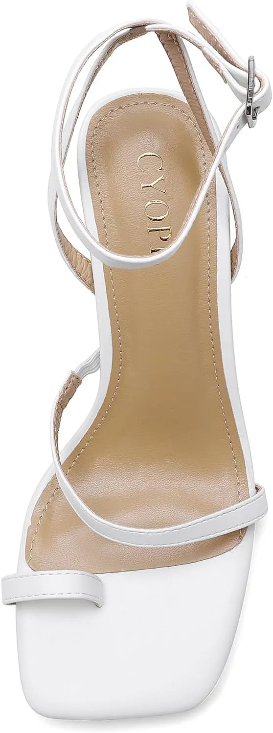 Women Kitten Heels for Dressy Occasions Square Toe Lace Up Ankle Strap Heeled Sandals Open Toe High Heel Shoes for Party
