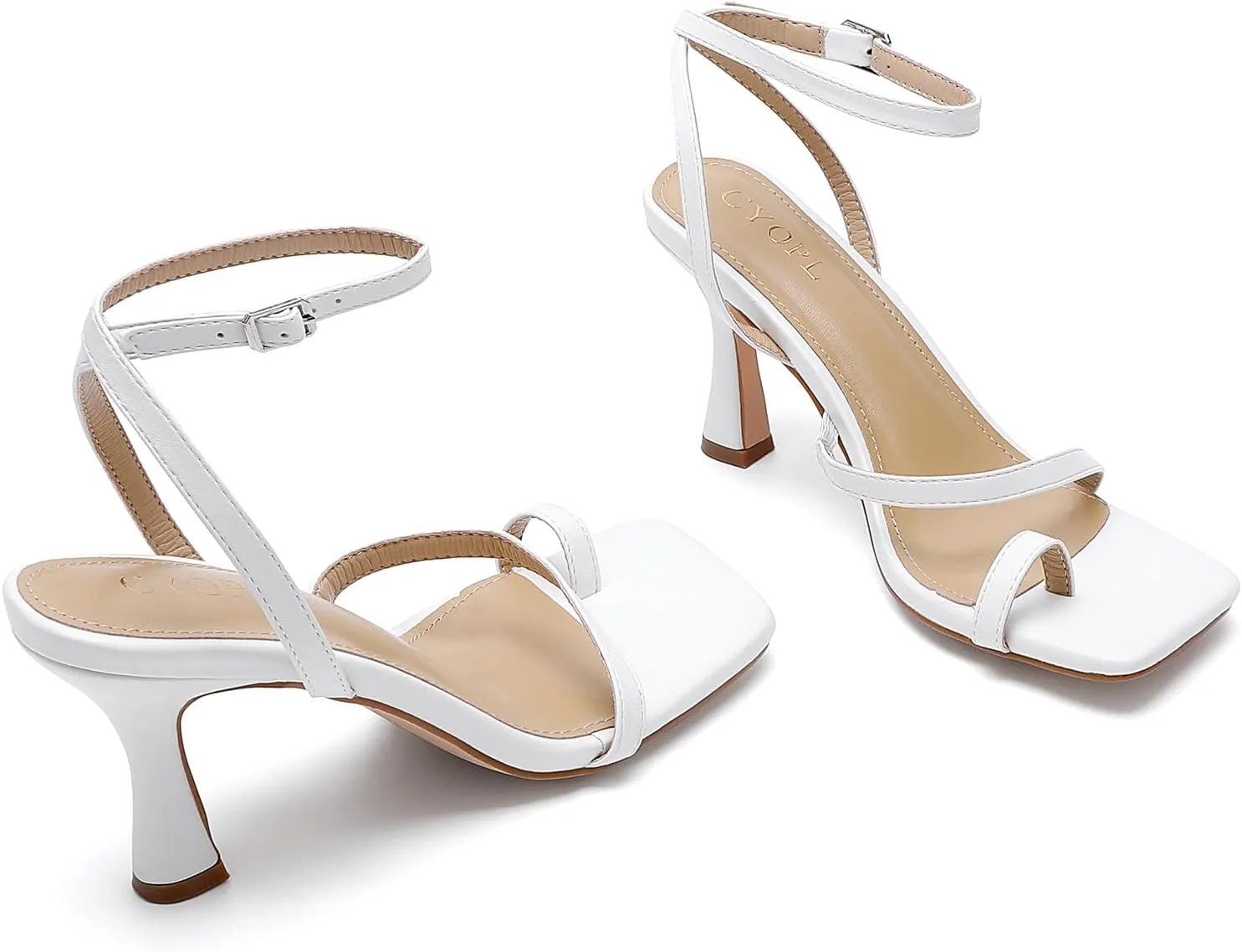 Women Kitten Heels for Dressy Occasions Square Toe Lace Up Ankle Strap Heeled Sandals Open Toe High Heel Shoes for Party