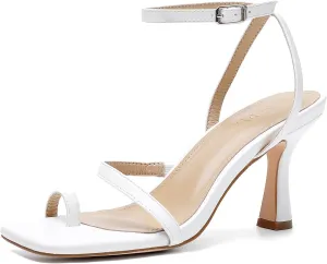 Women Kitten Heels for Dressy Occasions Square Toe Lace Up Ankle Strap Heeled Sandals Open Toe High Heel Shoes for Party