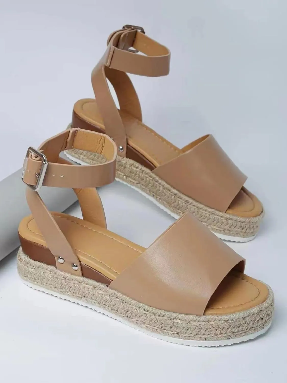 Women Open Toe Ankle Strap Platform Espadrille Sandal Comfortable Sandals Wedge Flat Dressy Casual High Heels Walking Flats 2025 Buckle Sandals Arch Support Shoes Bohemia Espadrilles Summer