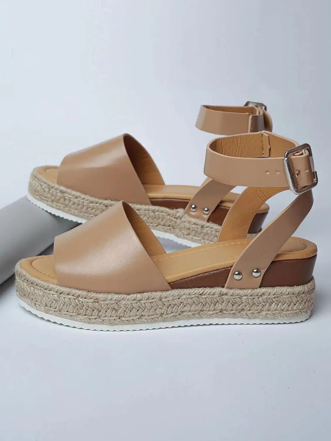 Women Open Toe Ankle Strap Platform Espadrille Sandal Comfortable Sandals Wedge Flat Dressy Casual High Heels Walking Flats 2025 Buckle Sandals Arch Support Shoes Bohemia Espadrilles Summer