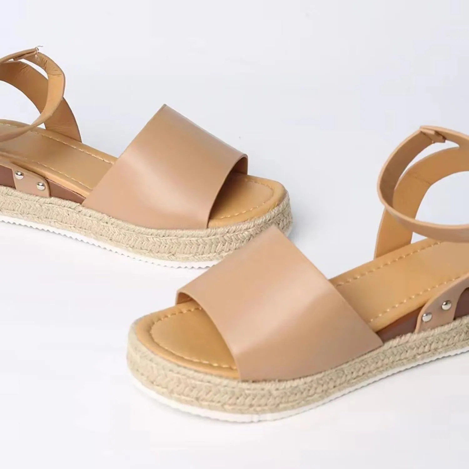 Women Open Toe Ankle Strap Platform Espadrille Sandal Comfortable Sandals Wedge Flat Dressy Casual High Heels Walking Flats 2025 Buckle Sandals Arch Support Shoes Bohemia Espadrilles Summer