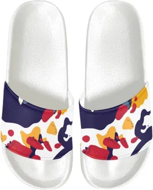 Women Sandals Slides Non-Slip Slippers Casual Black White Summer Shoes for College Dorm Gym Beach