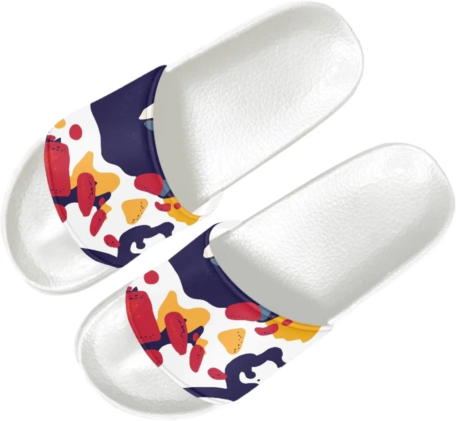 Women Sandals Slides Non-Slip Slippers Casual Black White Summer Shoes for College Dorm Gym Beach