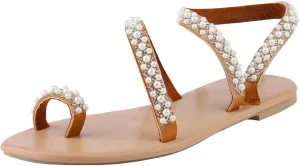 Women Summer Fashion Flip Flops Flat Sandals 2025 Bohemia Ring Toe Comfortable Beaded Breathable Women S Sandals Shoes