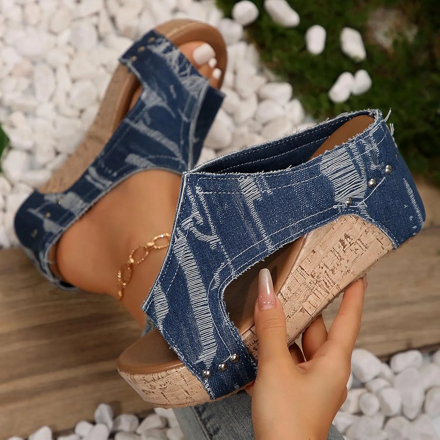 Women Summer Orthopedic Wedge Sandals Suede Open Toe Wedge Platform Sandals Breathable Comfortable Stylish Wedge Sandals Outdoor Casual Wedge Dress Shoes