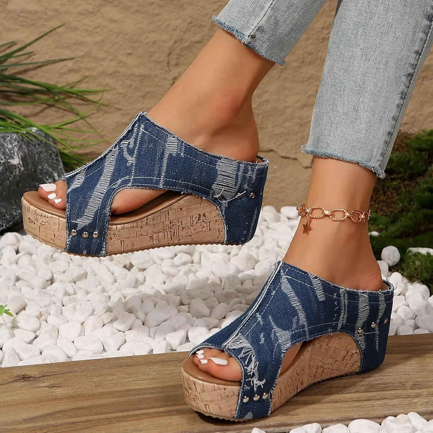 Women Summer Orthopedic Wedge Sandals Suede Open Toe Wedge Platform Sandals Breathable Comfortable Stylish Wedge Sandals Outdoor Casual Wedge Dress Shoes