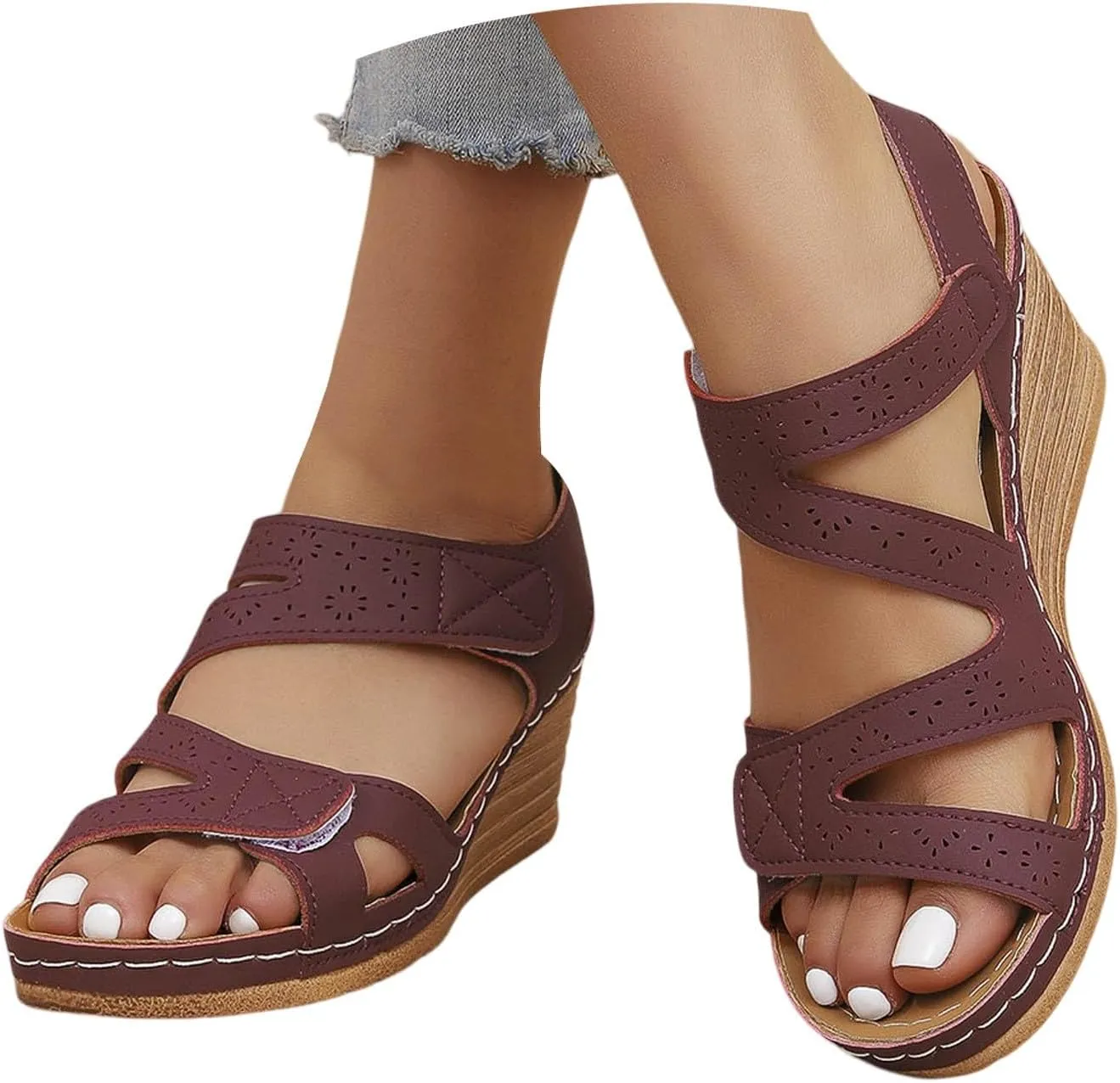 Women Summer Wedges Dressy Beach Summer Shoes For Women 2025 With Arch Support Bohemian Slide On Sandals