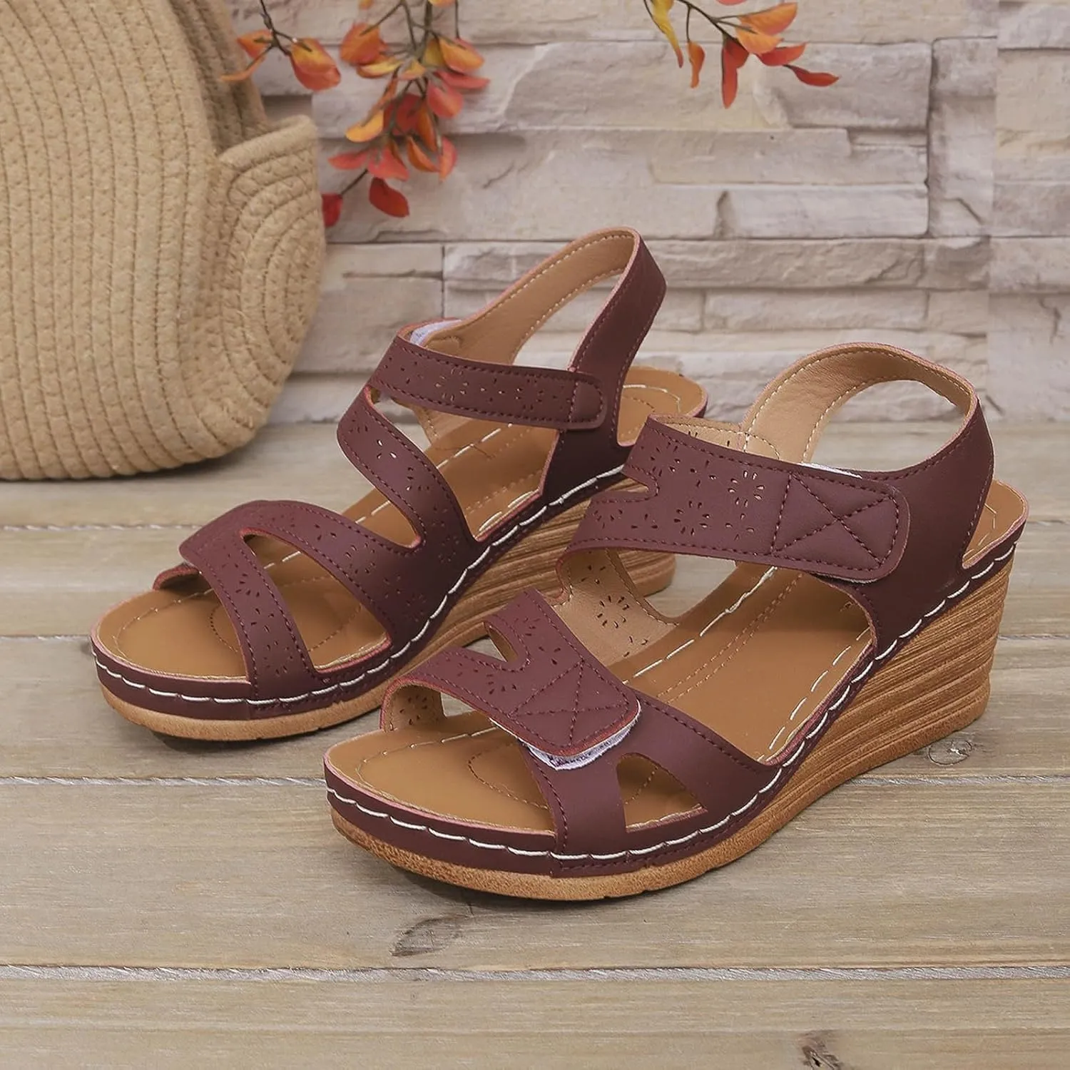 Women Summer Wedges Dressy Beach Summer Shoes For Women 2025 With Arch Support Bohemian Slide On Sandals