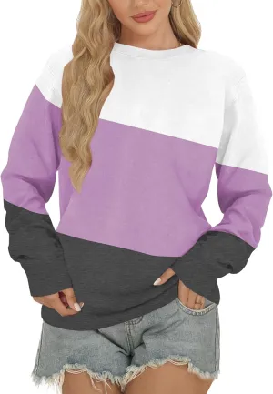 Women Sweatshirt, Casual Crewneck Sweatshirts for Women Loose Fit Long Sleeve Pullover Tops Cute Soft Shirt