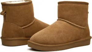 Women Winter Snow Boots Suede Mini Boots with Fur Lined Slip On Anti-Slip Comfort Ankle Boots for Women