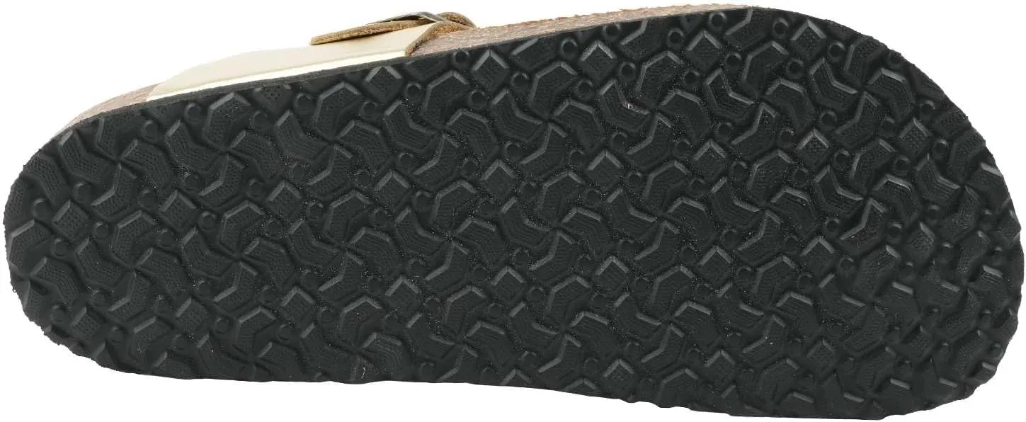 Women's 100% Genuine Leather Sandals - Comfortable Smart Foam Footbed, Slip-On Slides for Summer Wear, Adjustable Fit and Durable Non-Slip Sole