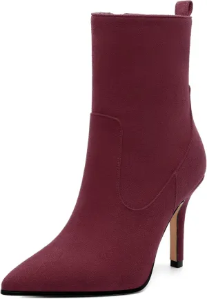 Womens Ankle Boots, Pointed Toe High Heel Ankle Booties for Women, Womens Stilettos Short Boots Zipper 3.6",Women Shoes for Workpalce, Street and Banquet.