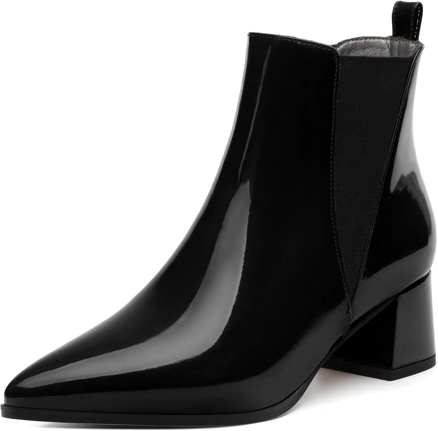 Womens Ankle Boots, Pointed Toe Mid Chunky Heel Ankle Booties with Side Elastic, Mid Block Heel Short Boots 2"