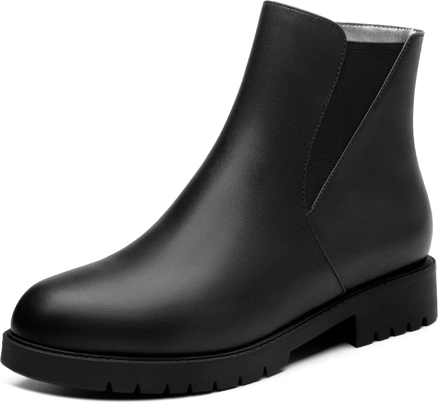 Womens Ankle Boots, Round Toe Low Chunky Heel Chelsea Boots for Women, Chelsea Ankle Booties with ELastic and Zipper 1"