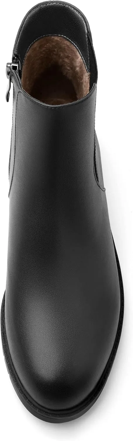Womens Ankle Boots, Round Toe Low Chunky Heel Chelsea Boots for Women, Chelsea Ankle Booties with ELastic and Zipper 1"