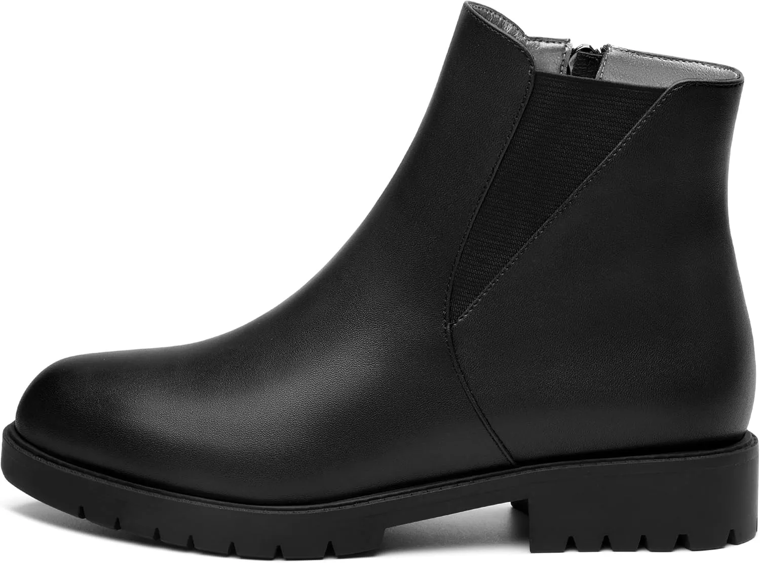 Womens Ankle Boots, Round Toe Low Chunky Heel Chelsea Boots for Women, Chelsea Ankle Booties with ELastic and Zipper 1"