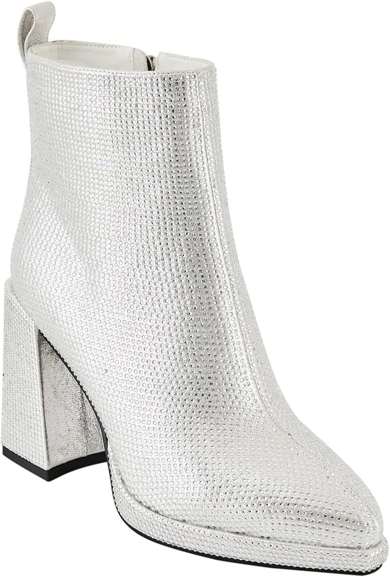 Women's Ankle-High Rhinestone Boots, Silver, Dressy Casual, Club, Casual, Party, Women, Social Event Attendees, Various Ages