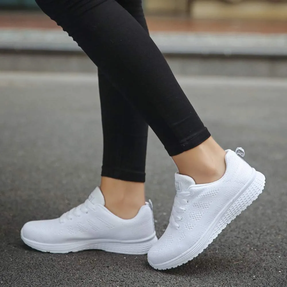 Women's Breathable Elastic Fly Woven Mesh Shoes Slip on Lightweight Casual Tennis Sneakers Soft Recovery Shoe