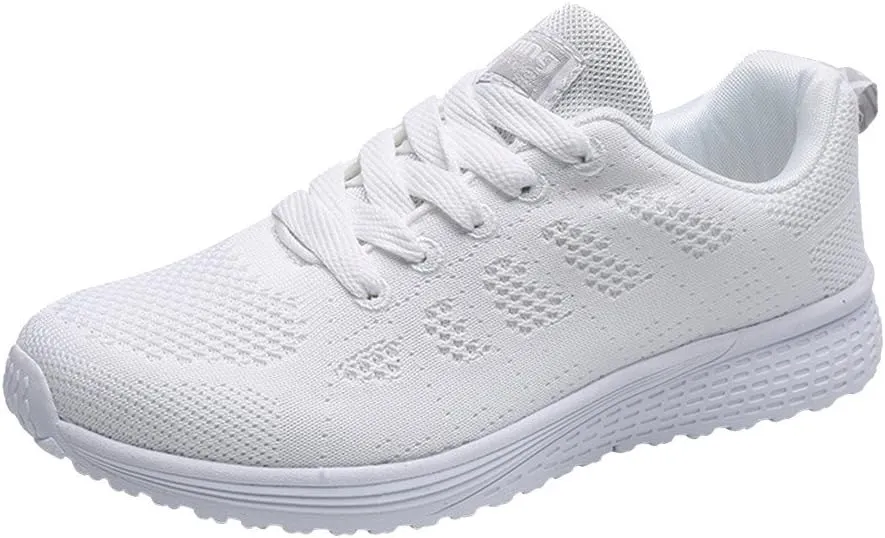 Women's Breathable Elastic Fly Woven Mesh Shoes Slip on Lightweight Casual Tennis Sneakers Soft Recovery Shoe
