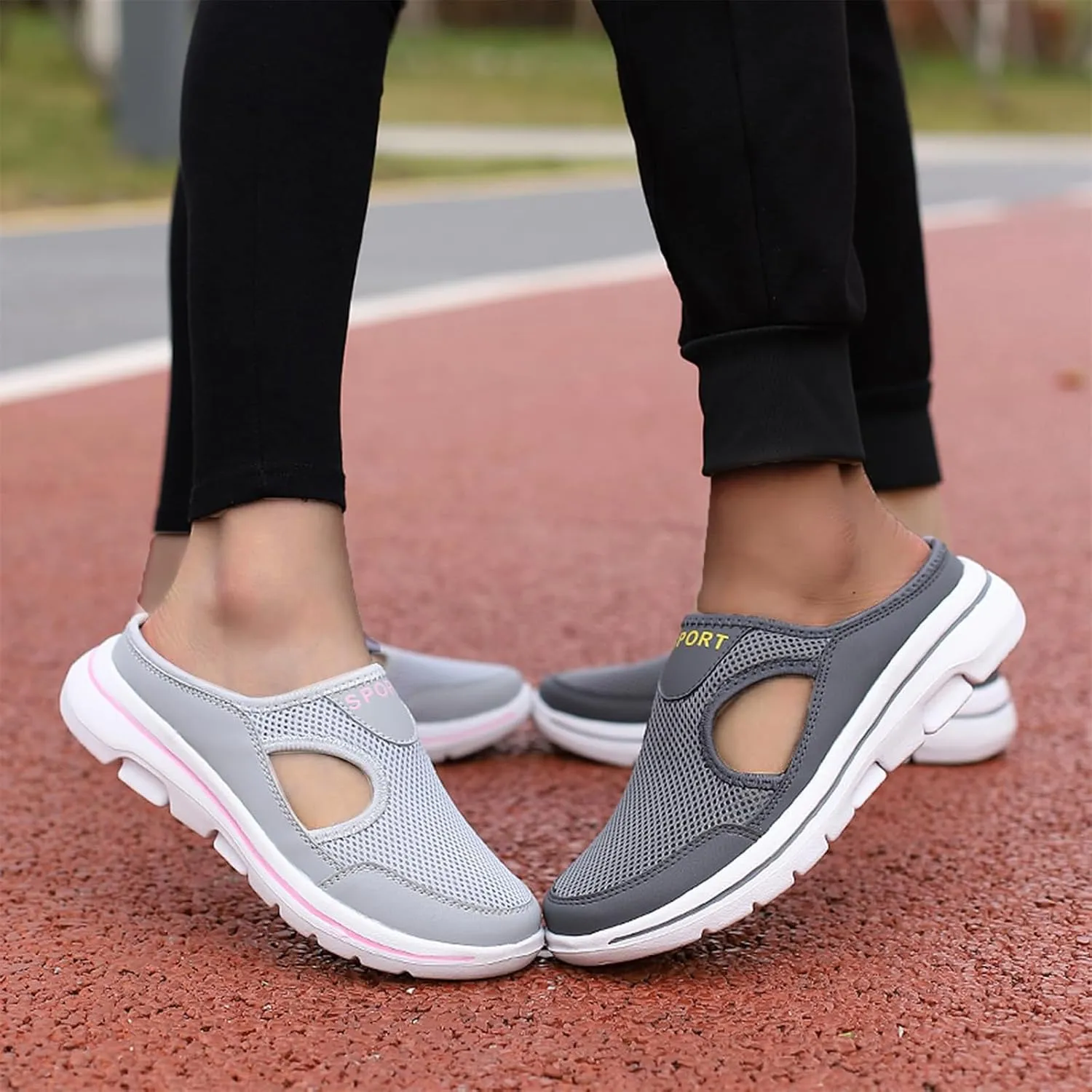 Womens Breathable Mesh Open Back Shoes Comfortable Walking Orthopedic Slip on Support Sports Sandals Outdoor Casual Soft Yoga Hiking Loafer Sandals
