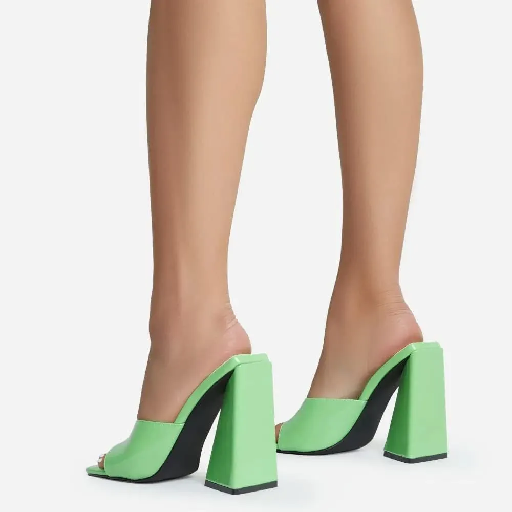 Womens Chunky High Heel Slip on Sandals