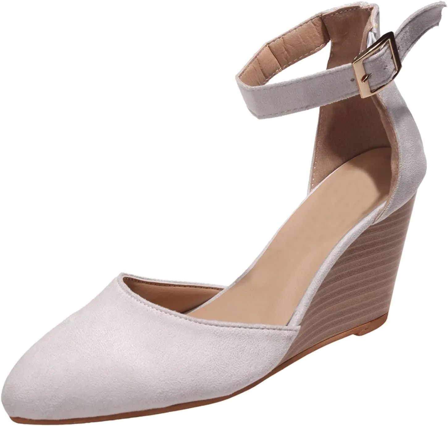Womens Closed Toe Sandals Women Summer 2025 Casual Ankle Pumps Strap Espadrilles High Heels Wedges Wedding Party Dressy Flat Open Anti Slip with Adjustable Buckle Shoes Wedge Platform