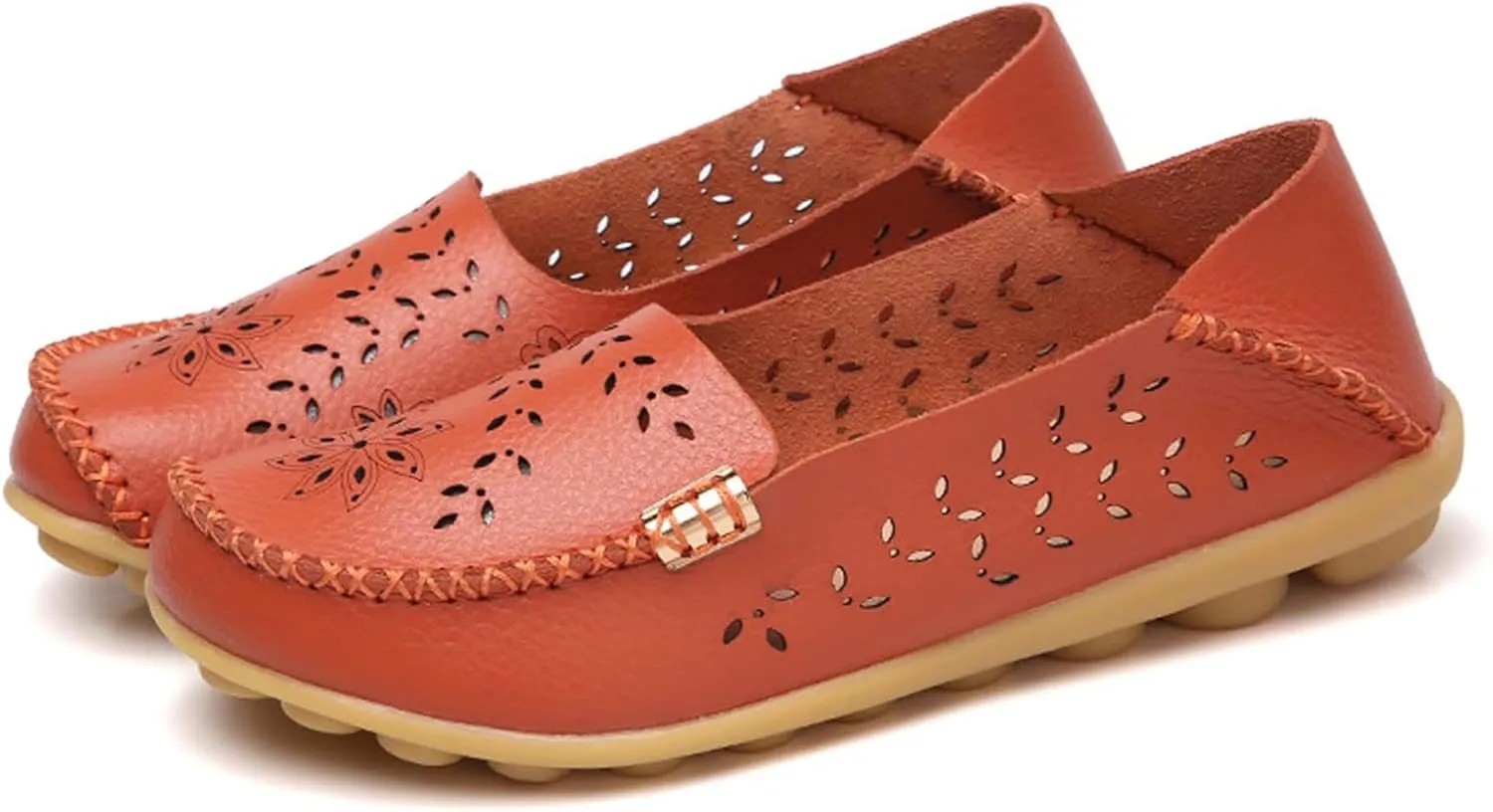 Women's Comfort Walking Boat Shoe Slip on Flat Shoes Ladies Dressy Moccasins Driving Penny Loafers Leather Breathable On Nurse Loafer Round Toe Wild Fashion Soft Orthopedic Sole Flats Casual