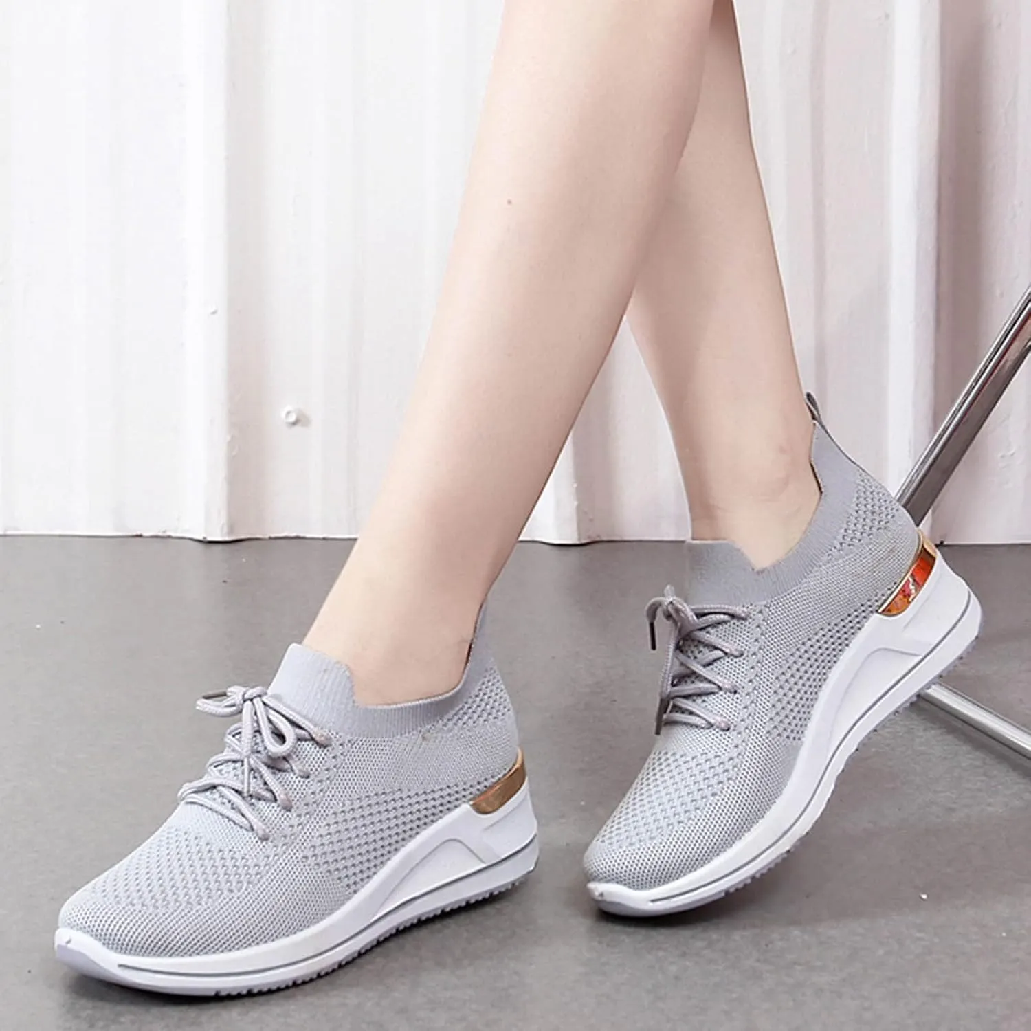 Womens Comfortable Slip On Sneakers Casual Walking Shoes Lightweight Canvas Flats Elastic Non Slip Loafers